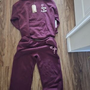 Others Follow Burgundy Sweatpants Set